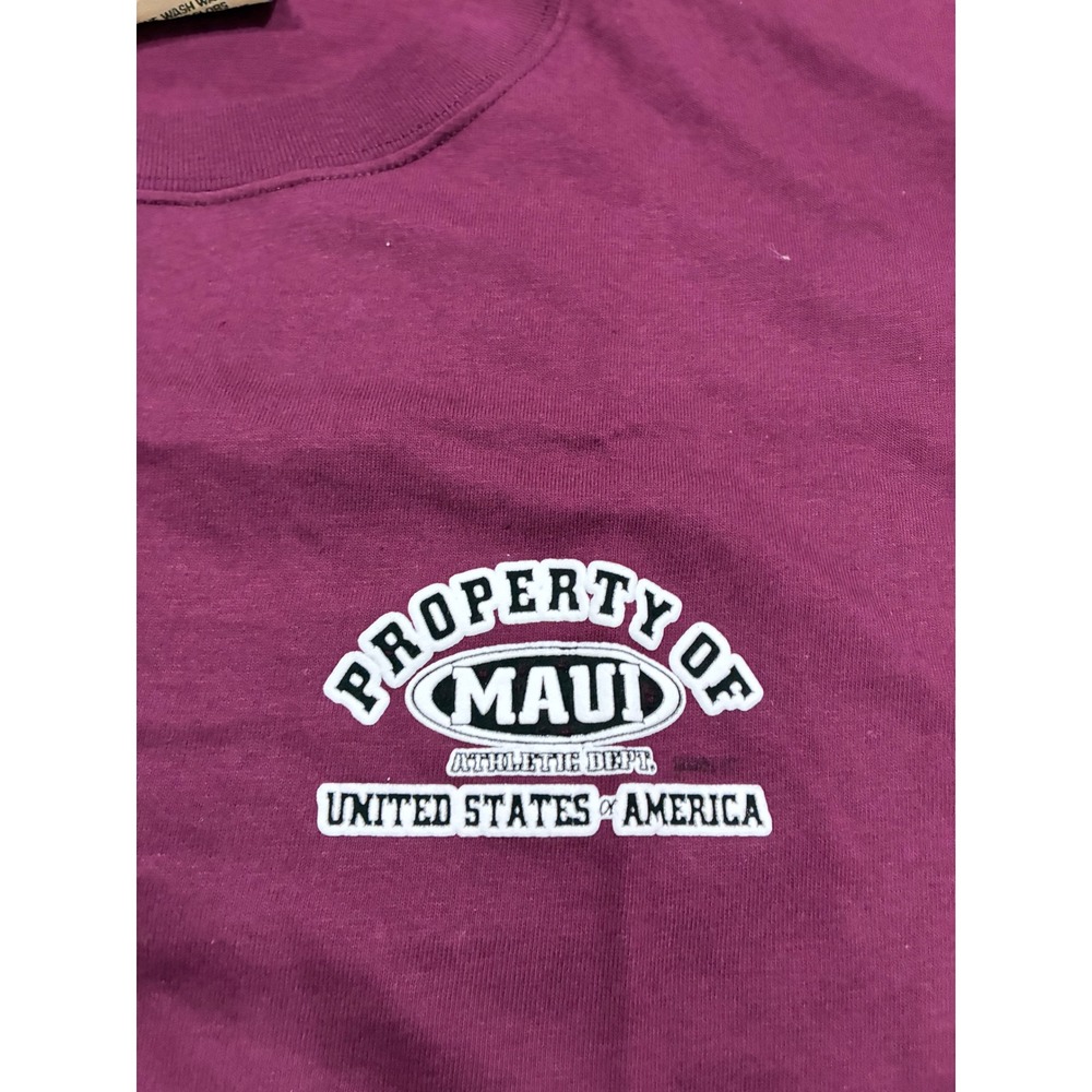 Tough T's by WearGuard Maui Athletic Dept TShirt XL Burgundy Cotton Short Sleeve - Picture 2 of 7